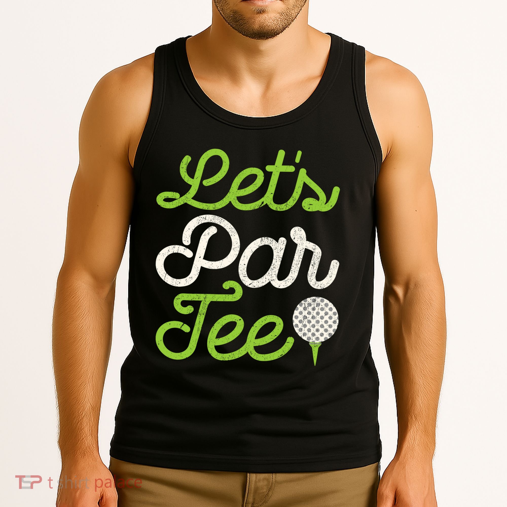 Lets Par Golf Player Golfer Dad Papa Funny Tank Top