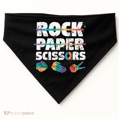 Lesbian Pride Gift Rainbow Lgbt Rock Paper Scissors Great Gift USA-Made Doggie Bandana