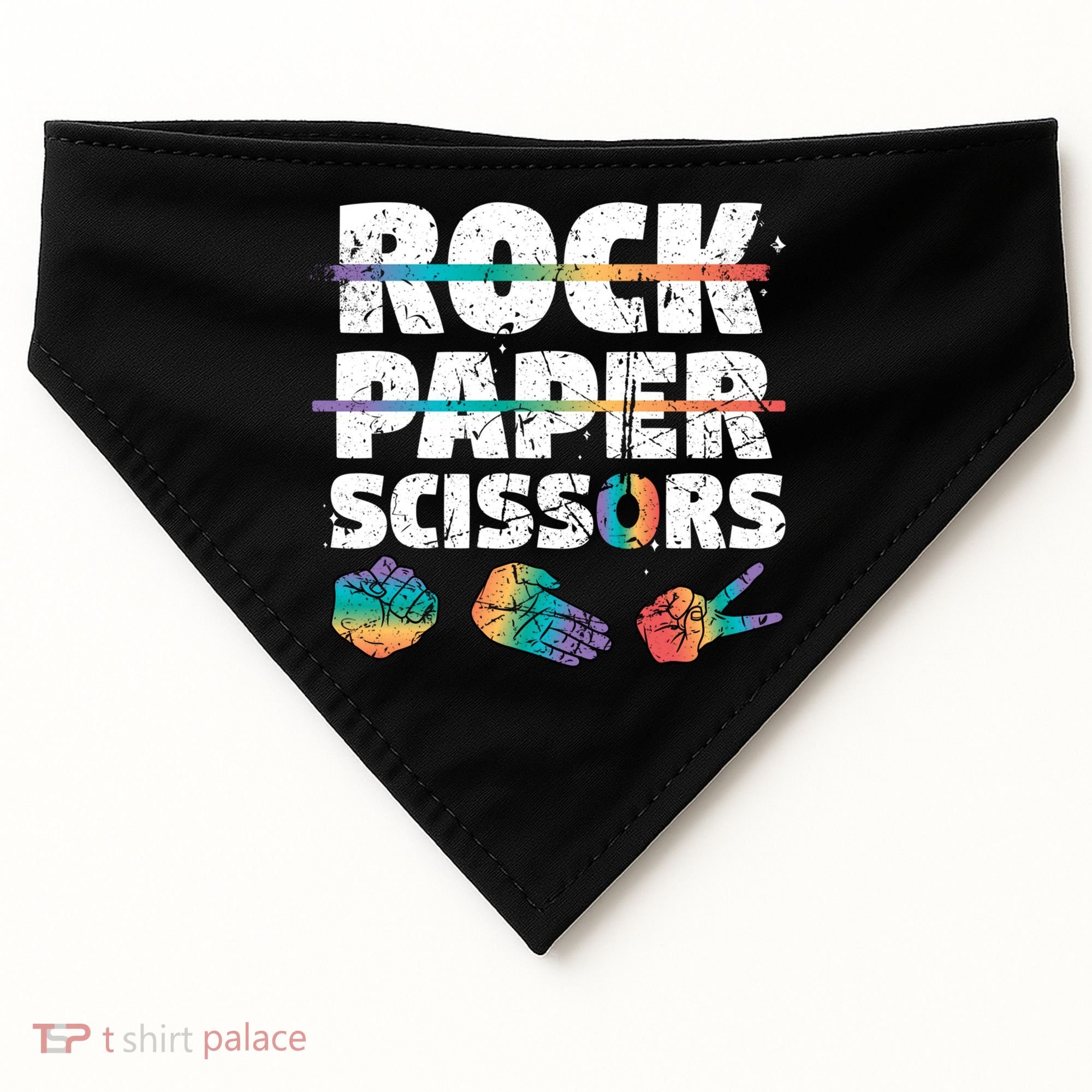 Lesbian Pride Gift Rainbow Lgbt Rock Paper Scissors Great Gift USA-Made Doggie Bandana