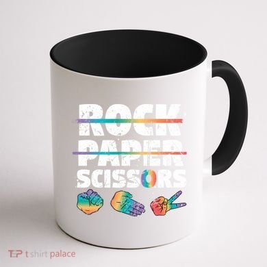 Lesbian Pride Gift Rainbow Lgbt Rock Paper Scissors Great Gift Coffee Mug back