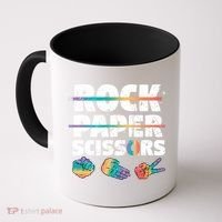Lesbian Pride Gift Rainbow Lgbt Rock Paper Scissors Great Gift Coffee Mug thumb 0