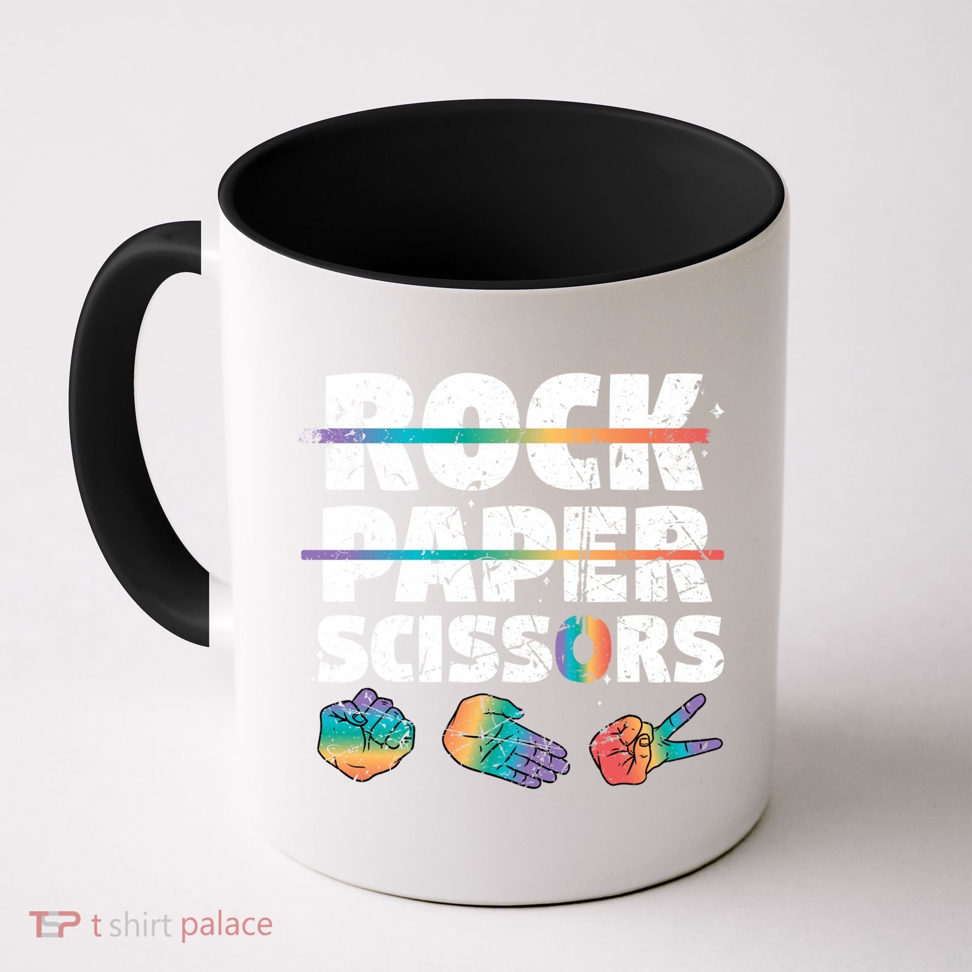 Lesbian Pride Gift Rainbow Lgbt Rock Paper Scissors Great Gift Coffee Mug
