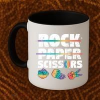 Lesbian Pride Gift Rainbow Lgbt Rock Paper Scissors Great Gift Coffee Mug thumb 2