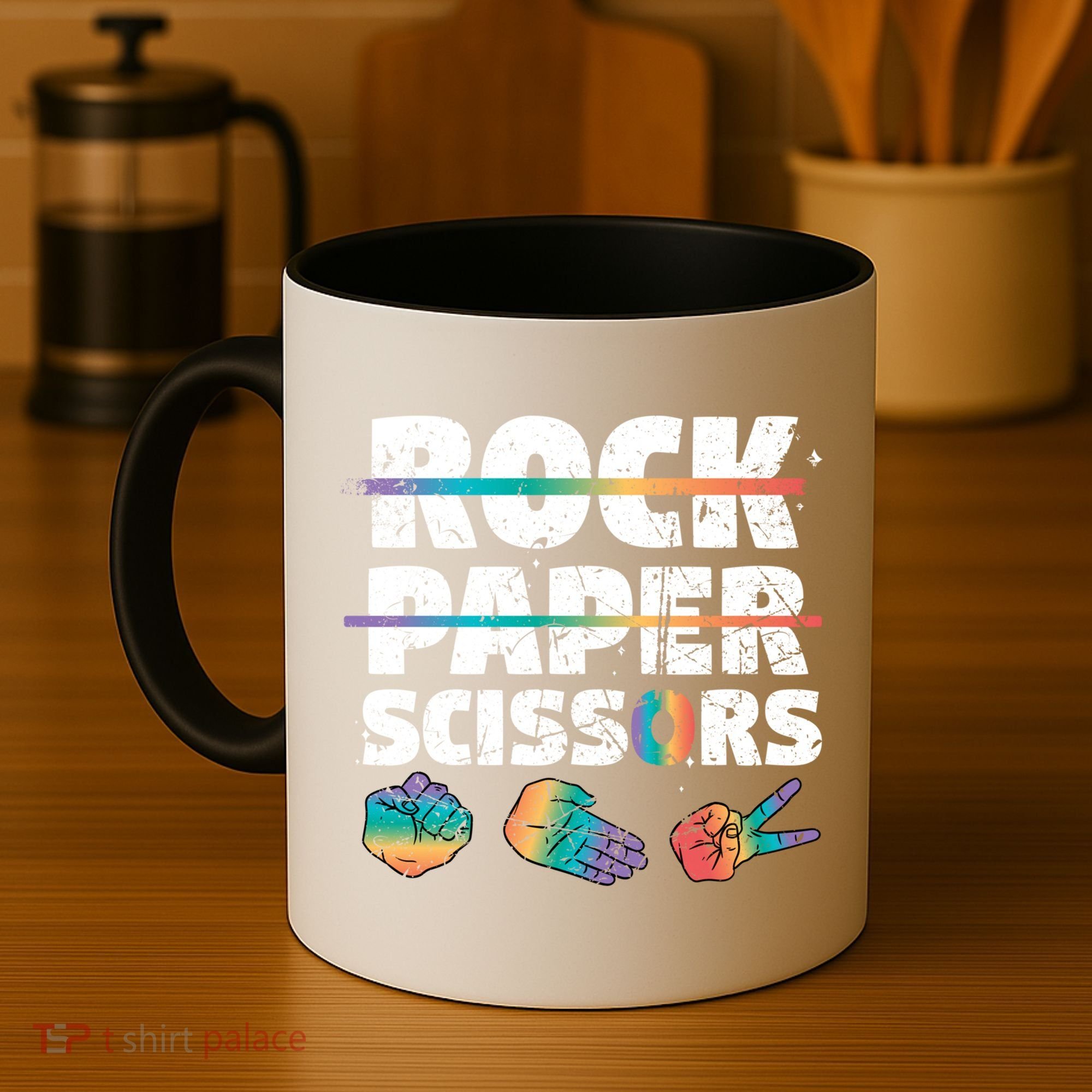 Lesbian Pride Gift Rainbow Lgbt Rock Paper Scissors Great Gift Coffee Mug