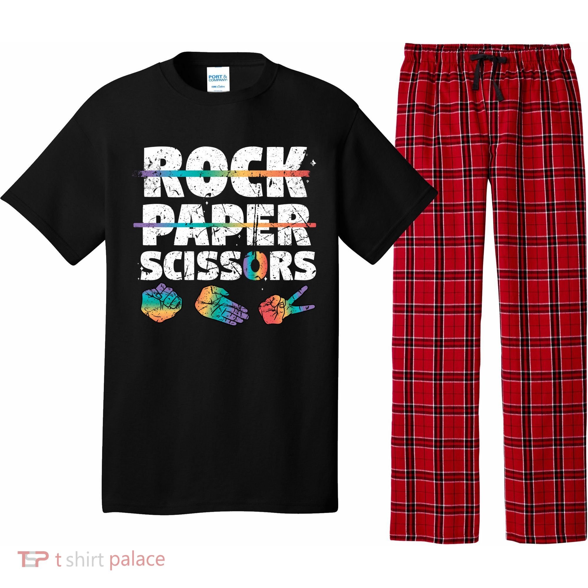 Lesbian Pride Gift Rainbow Lgbt Rock Paper Scissors Great Gift Pajama Set