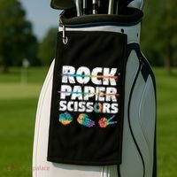 Lesbian Pride Gift Rainbow Lgbt Rock Paper Scissors Great Gift Golf Towel thumb 2