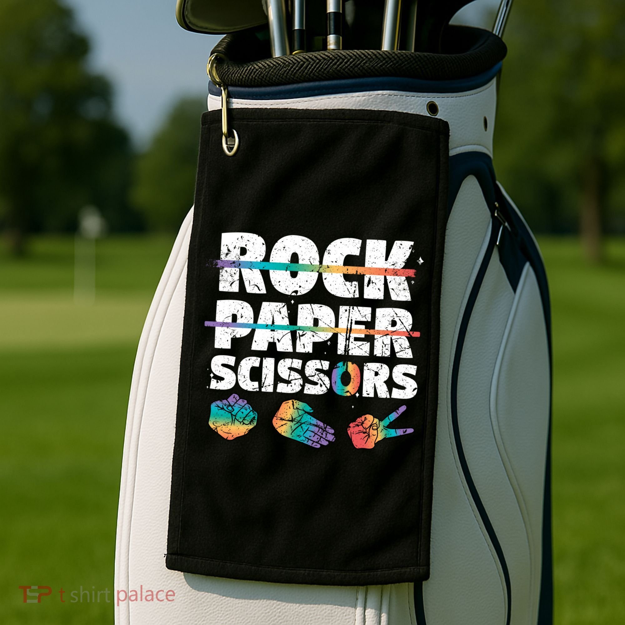 Lesbian Pride Gift Rainbow Lgbt Rock Paper Scissors Great Gift Golf Towel