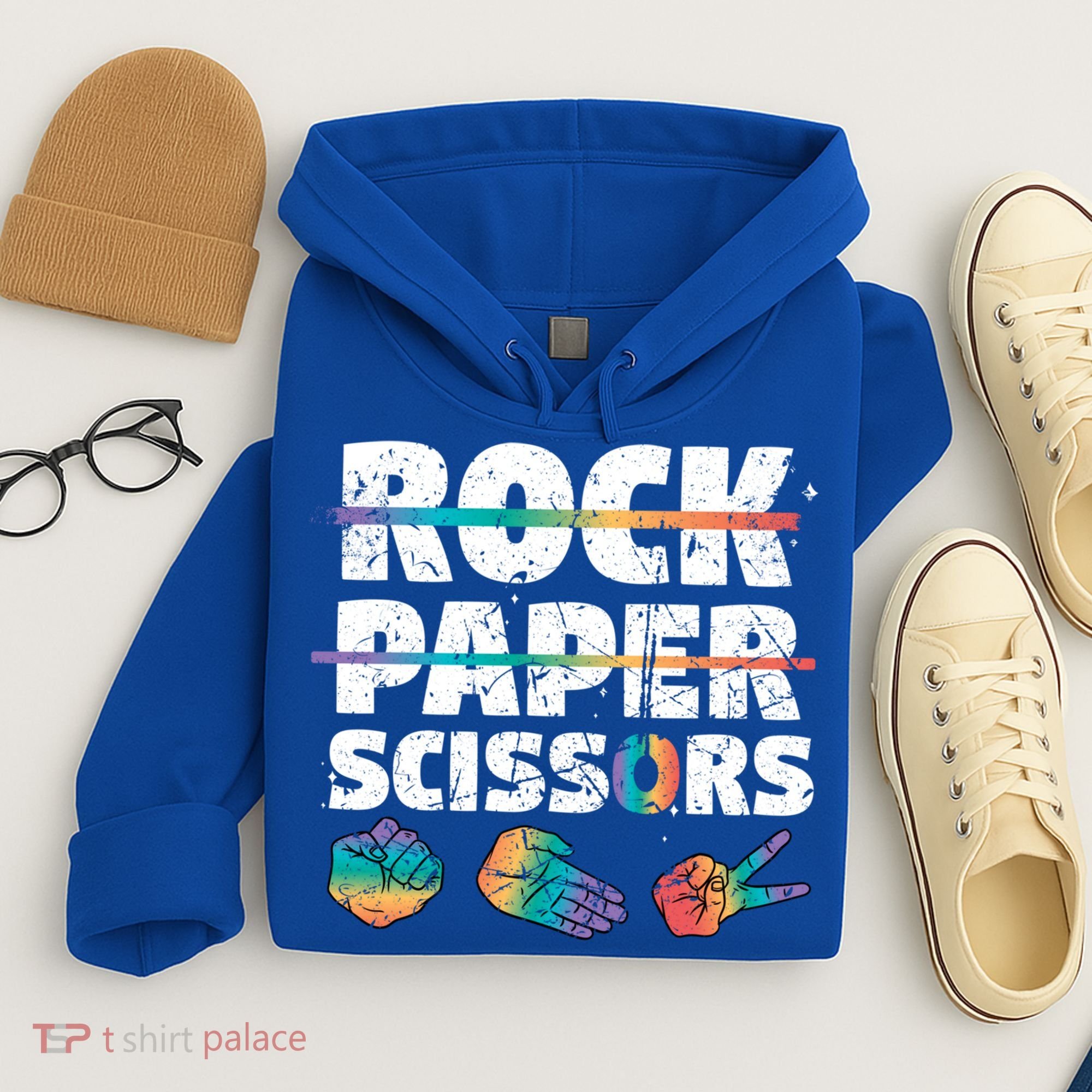 Lesbian Pride Gift Rainbow Lgbt Rock Paper Scissors Great Gift Hoodie
