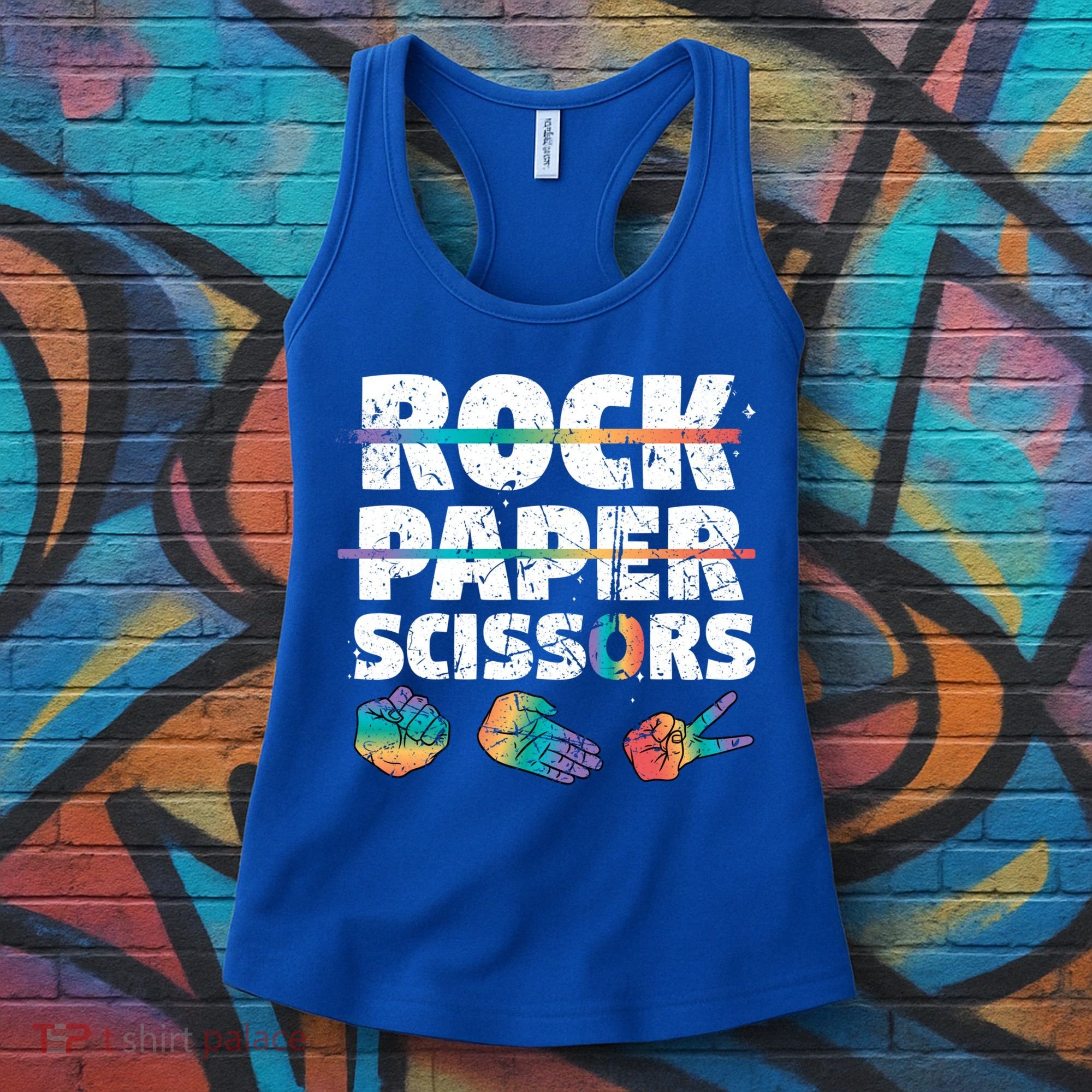 Lesbian Pride Gift Rainbow Lgbt Rock Paper Scissors Great Gift Women's Tank Top