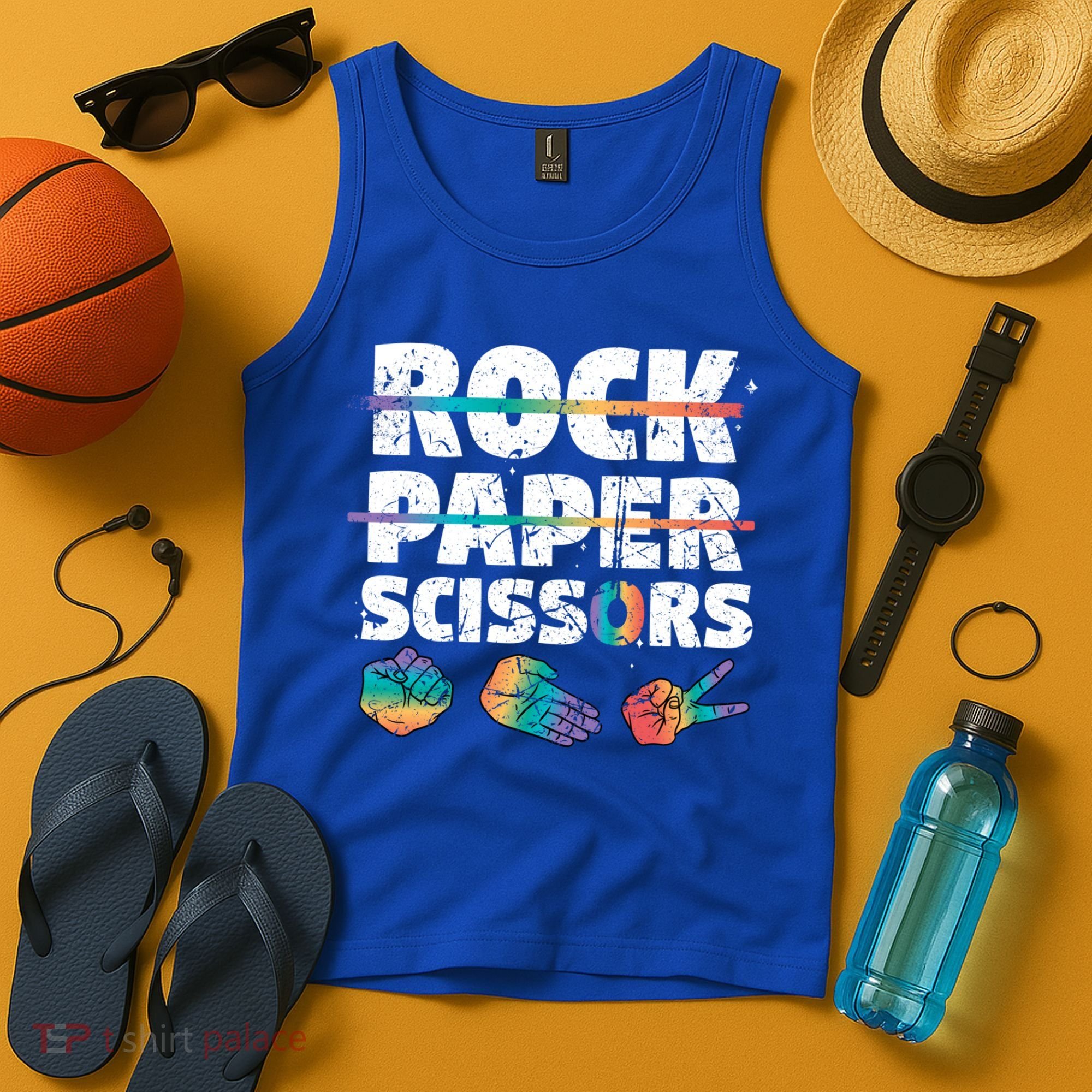 Lesbian Pride Gift Rainbow Lgbt Rock Paper Scissors Great Gift Tank Top