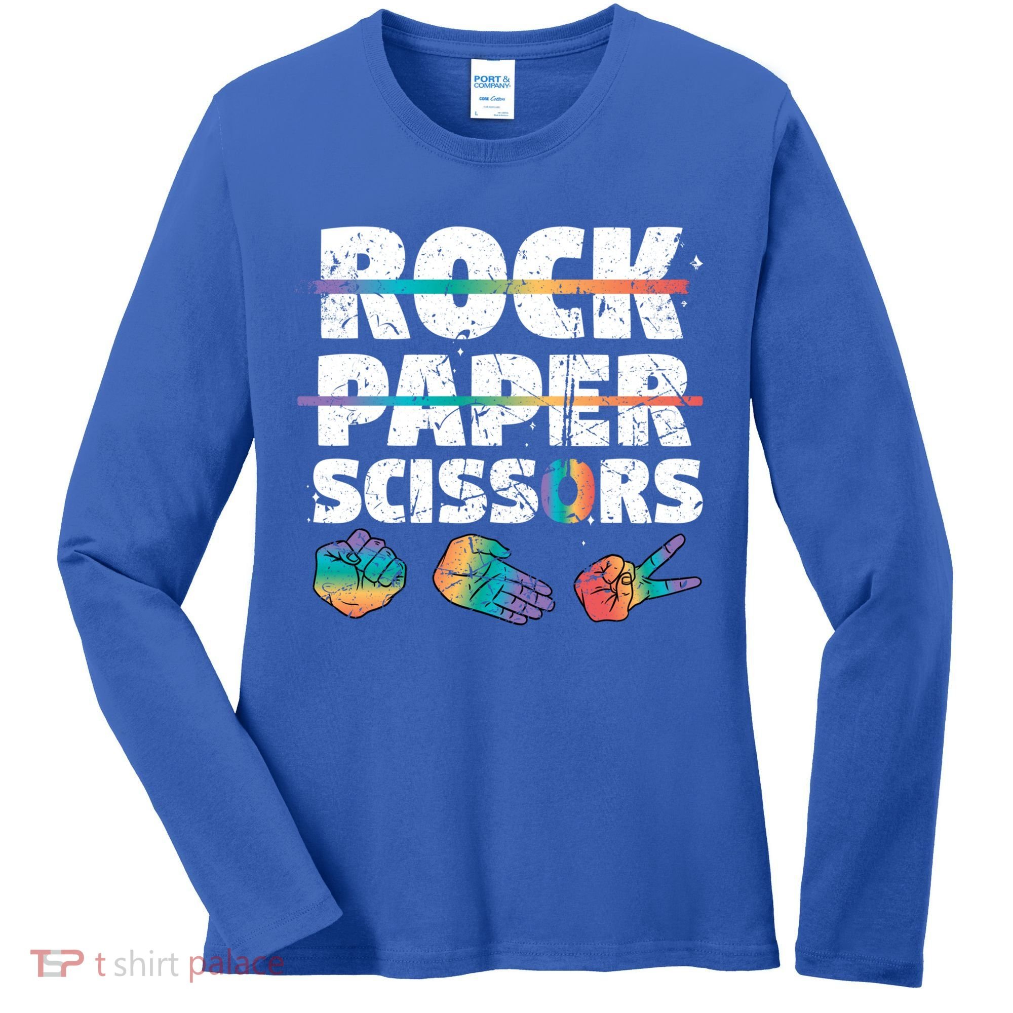 Lesbian Pride Gift Rainbow Lgbt Rock Paper Scissors Great Gift Women's Long Sleeve Shirt
