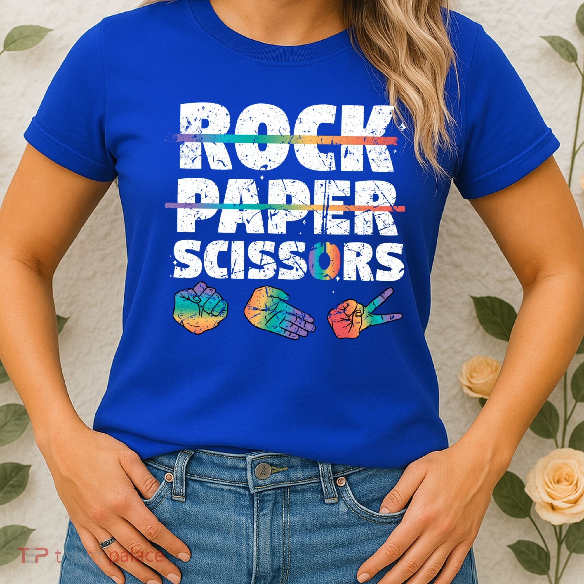 Lesbian Pride Gift Rainbow Lgbt Rock Paper Scissors Great Gift Women's T-Shirt