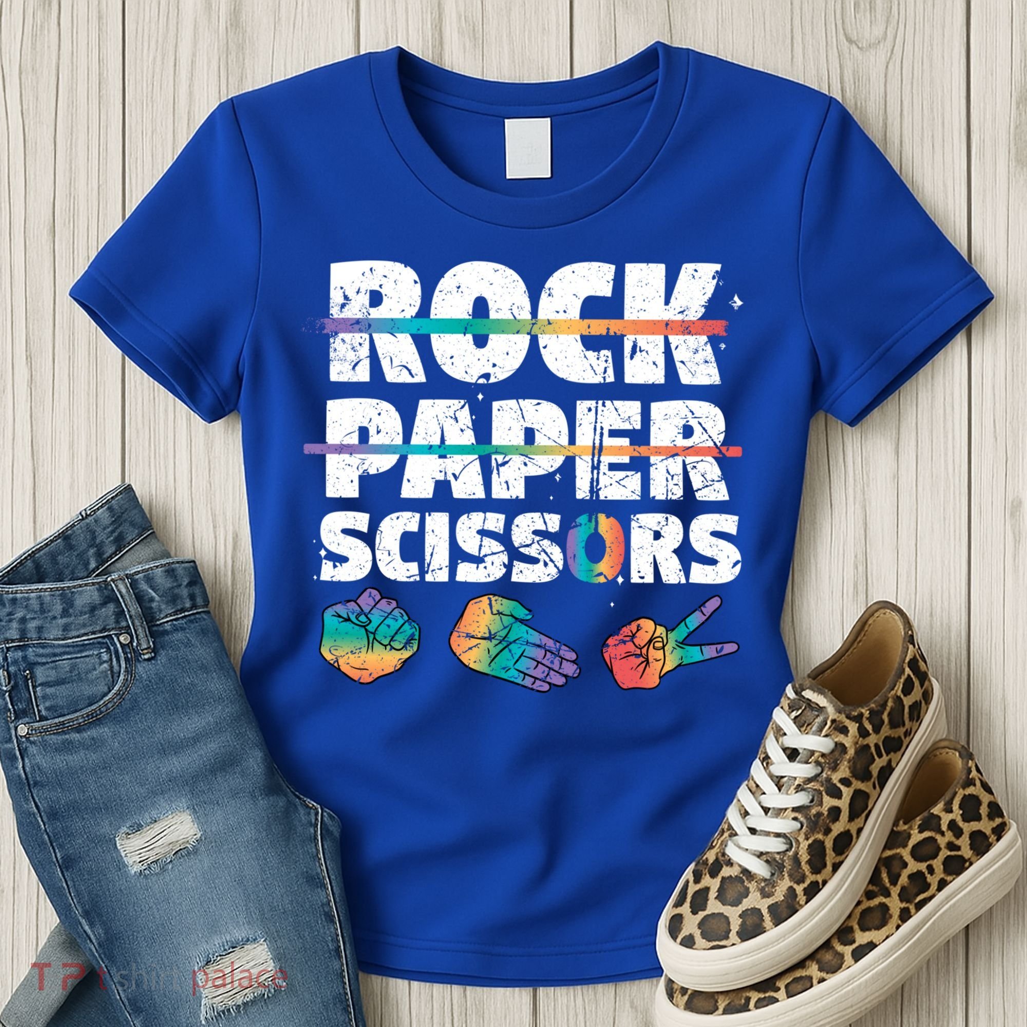 Lesbian Pride Gift Rainbow Lgbt Rock Paper Scissors Great Gift Women's T-Shirt