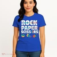 Lesbian Pride Gift Rainbow Lgbt Rock Paper Scissors Great Gift Women's T-Shirt thumb 4