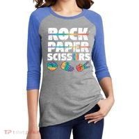 Lesbian Pride Gift Rainbow Lgbt Rock Paper Scissors Great Gift Women's Tri-Blend 3/4-Sleeve Raglan Shirt thumb 2