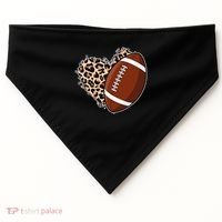 Leopard Print Heart Love Football Fan USA-Made Doggie Bandana thumb 0