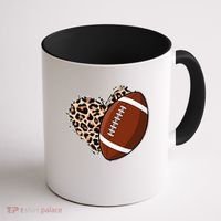 Leopard Print Heart Love Football Fan Coffee Mug thumb 1
