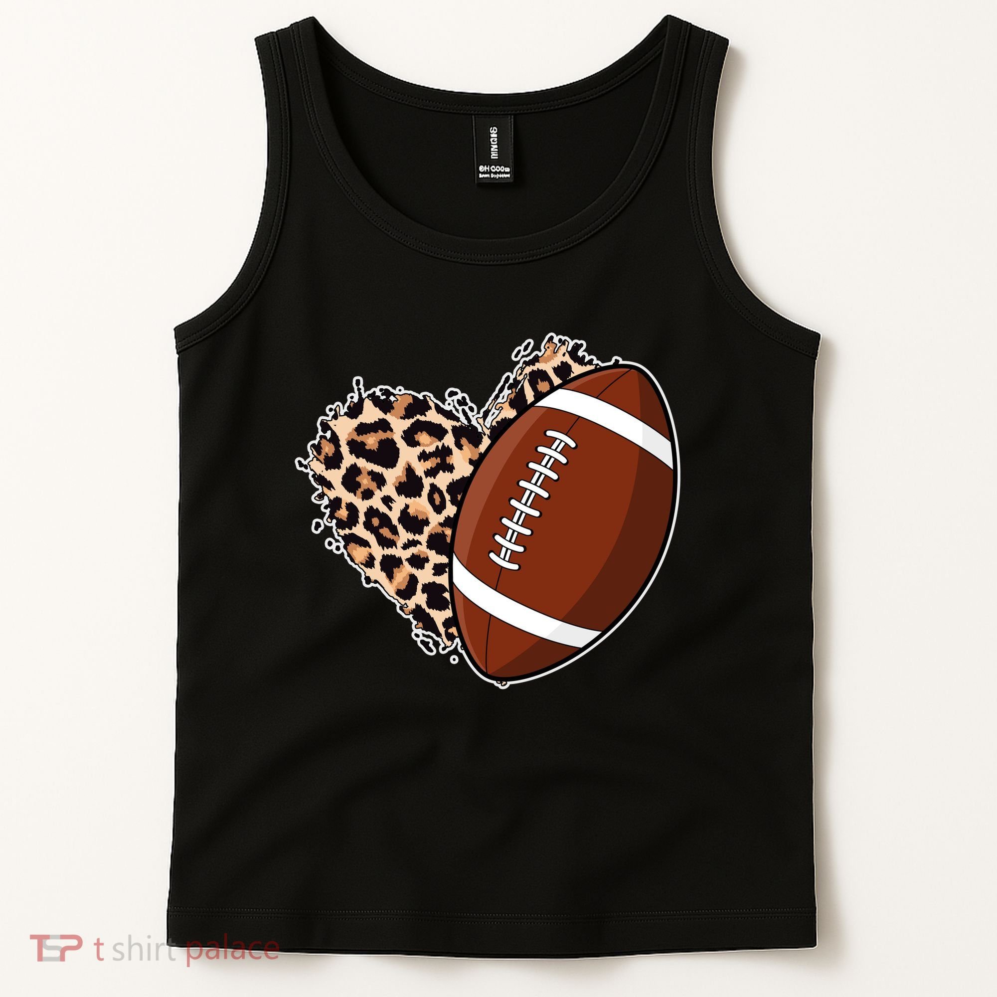 Leopard Print Heart Love Football Fan Tank Top