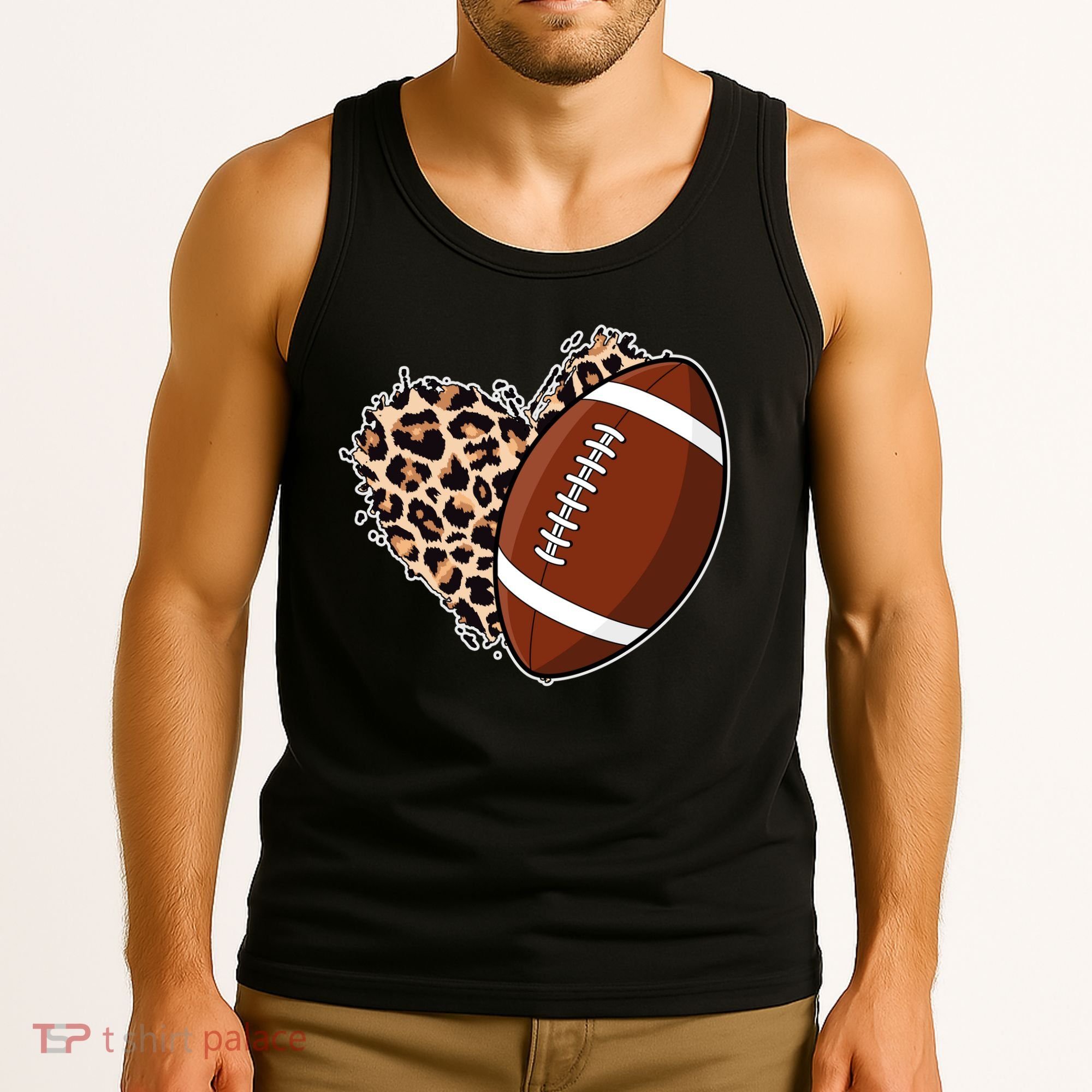 Leopard Print Heart Love Football Fan Tank Top