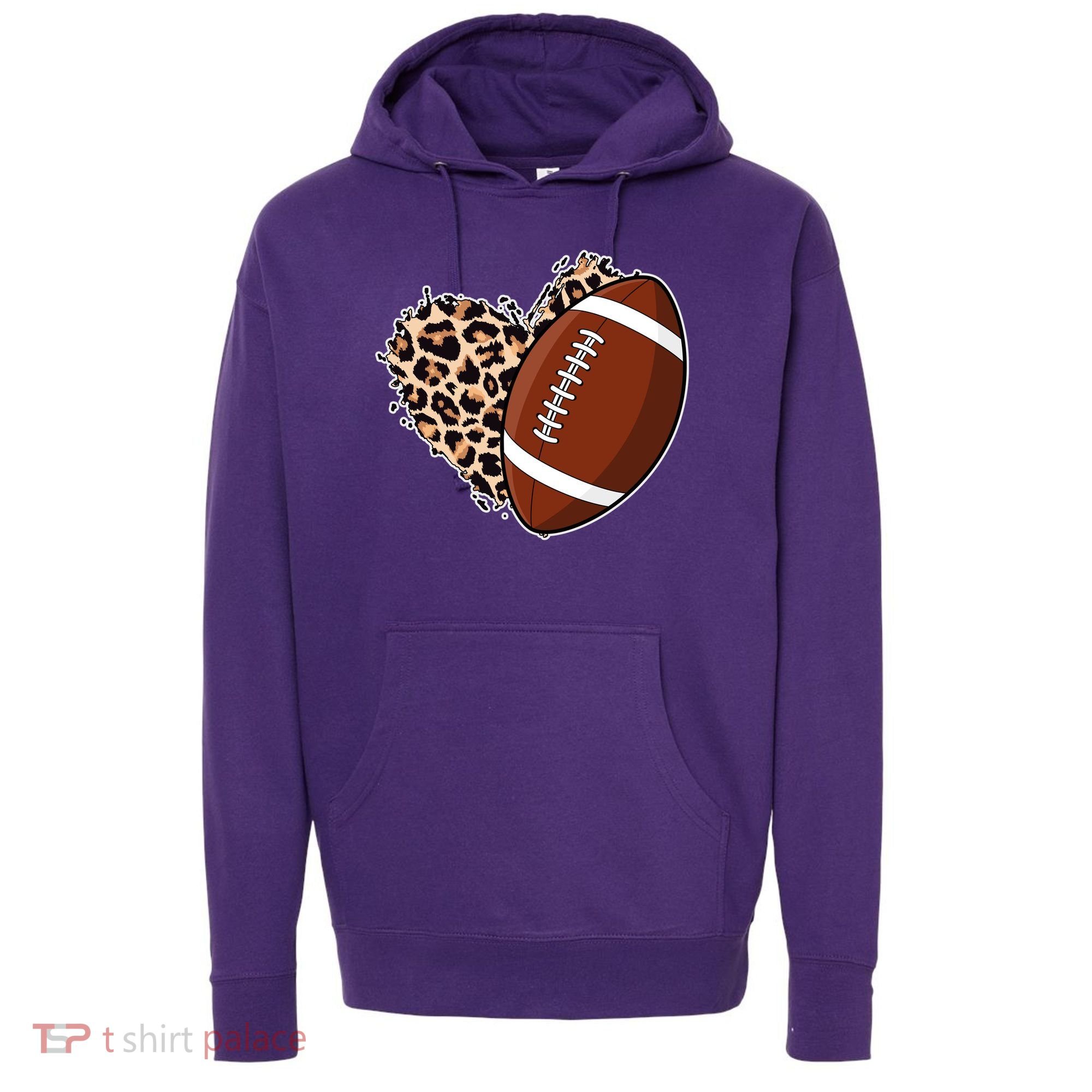 Leopard Print Heart Love Football Fan Hoodie