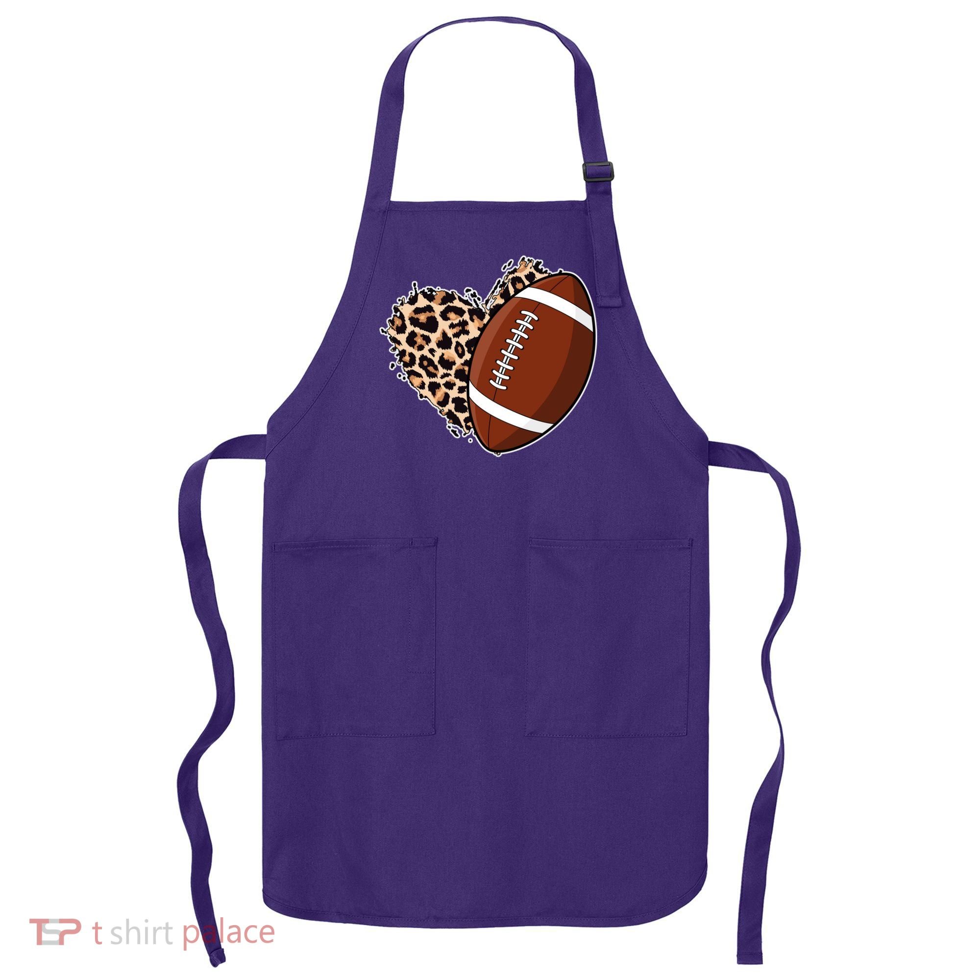 Leopard Print Heart Love Football Fan Apron