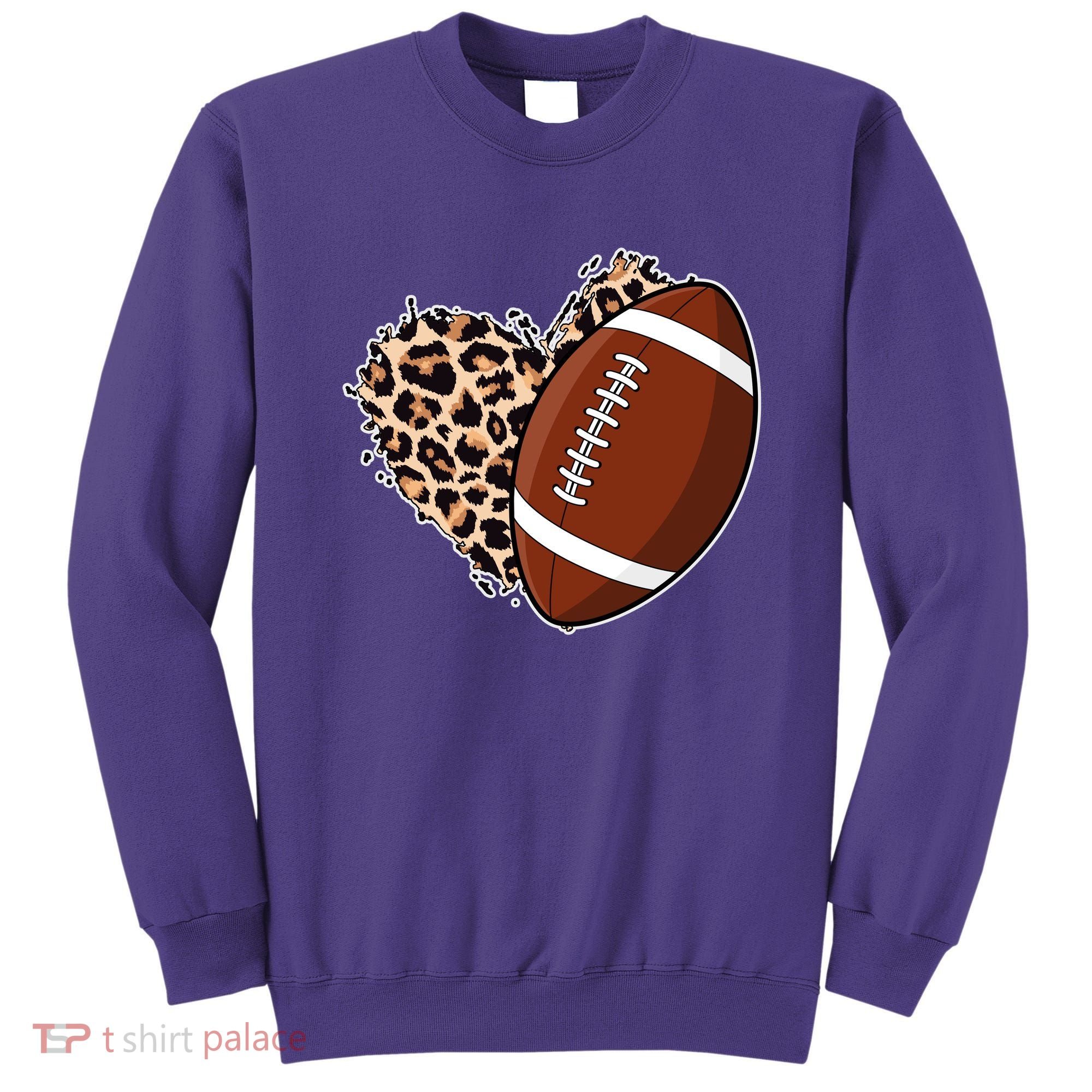 Leopard Print Heart Love Football Fan Sweatshirt