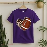 Leopard Print Heart Love Football Fan T-Shirt thumb 2