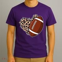 Leopard Print Heart Love Football Fan T-Shirt thumb 3