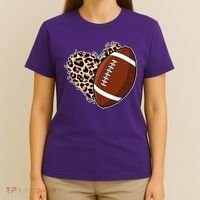 Leopard Print Heart Love Football Fan T-Shirt thumb 4