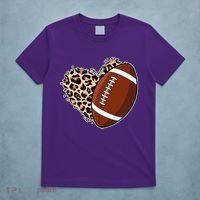 Leopard Print Heart Love Football Fan T-Shirt thumb 5