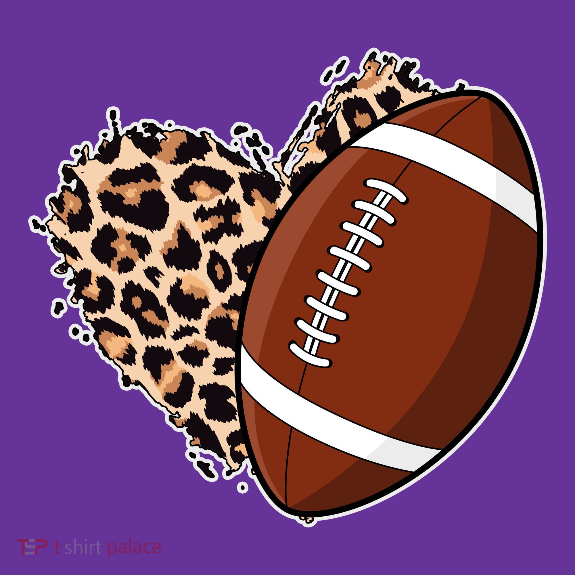 Leopard Print Heart Love Football Fan Coaster