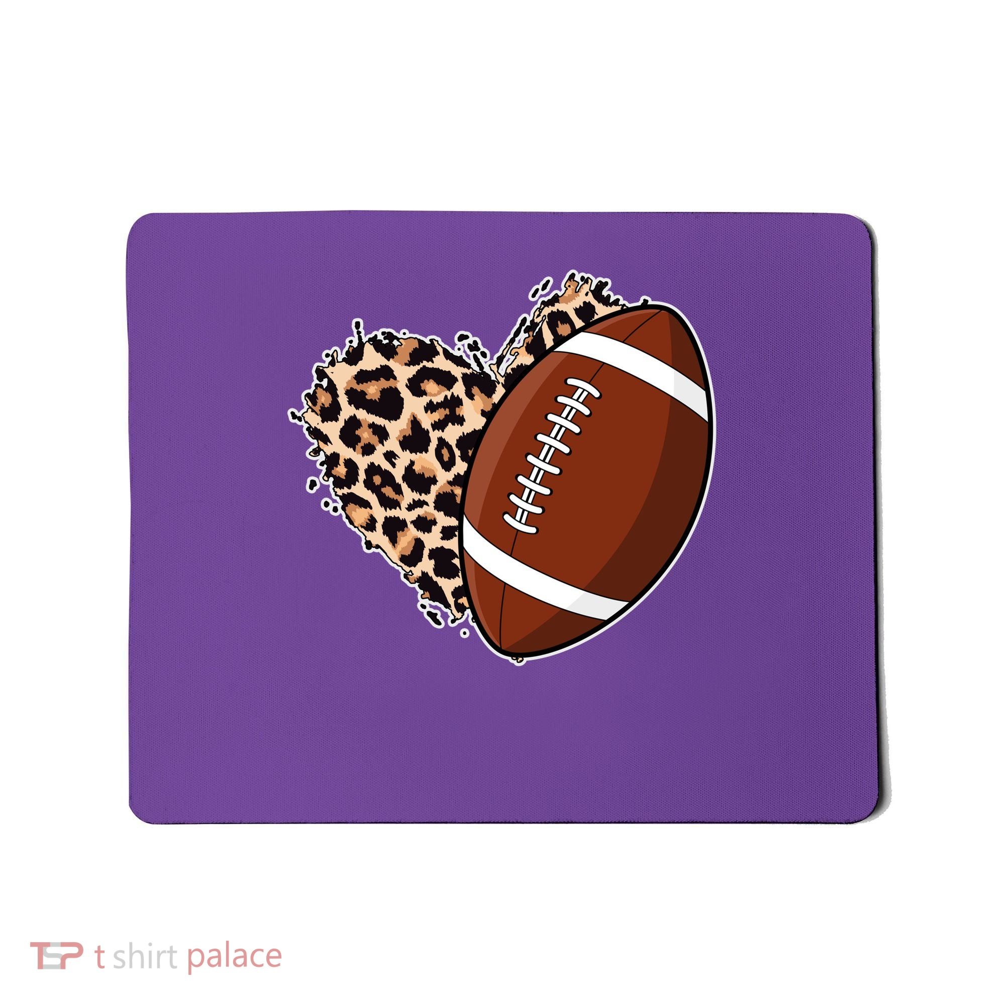 Leopard Print Heart Love Football Fan Mousepad