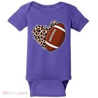 Leopard Print Heart Love Football Fan Baby Bodysuit thumb 0