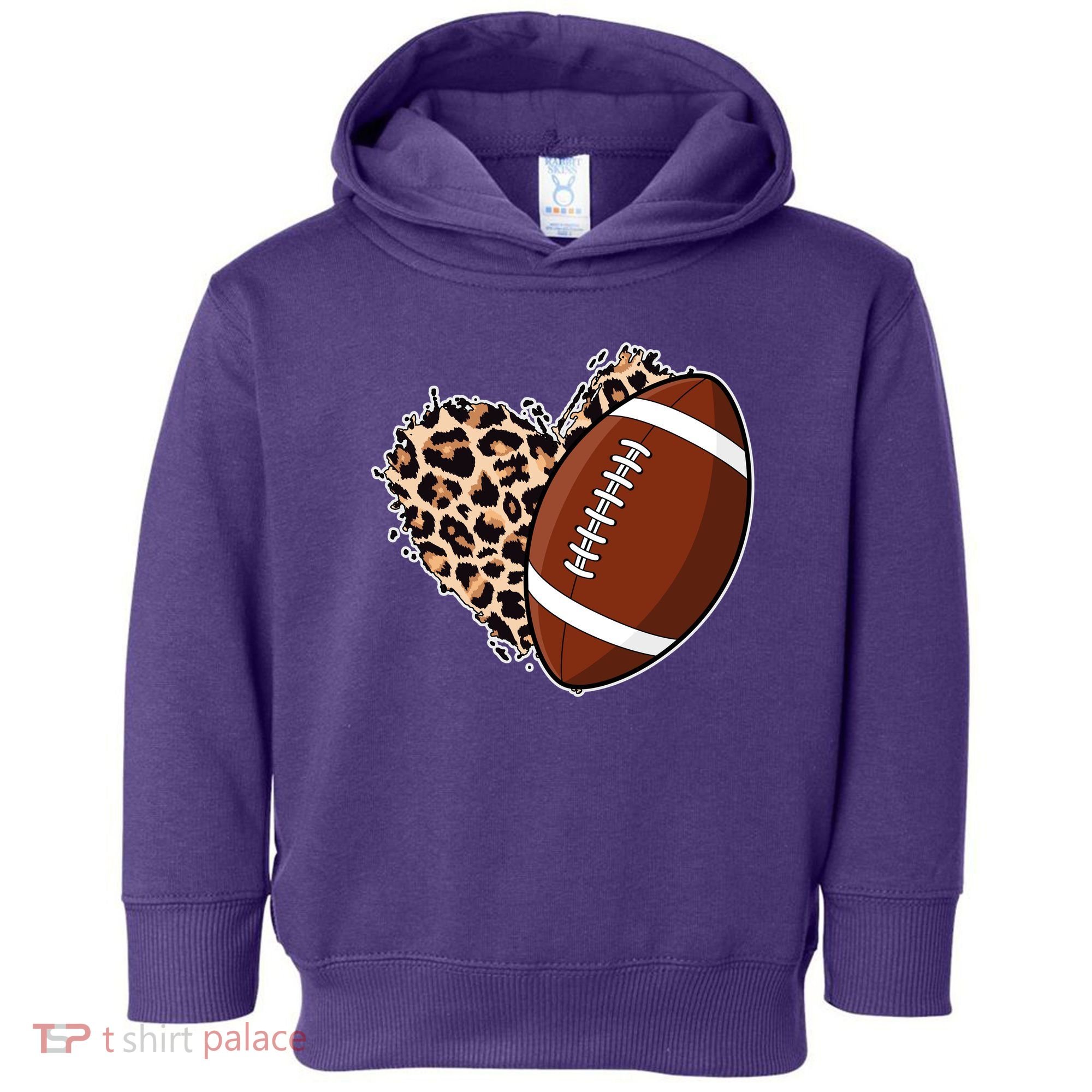 Leopard Print Heart Love Football Fan Toddler Hoodie