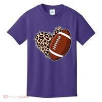 Leopard Print Heart Love Football Fan Kids T-Shirt thumb 0