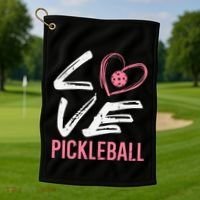 Love Pickleball Heart Pickle Ball Golf Towel thumb 1