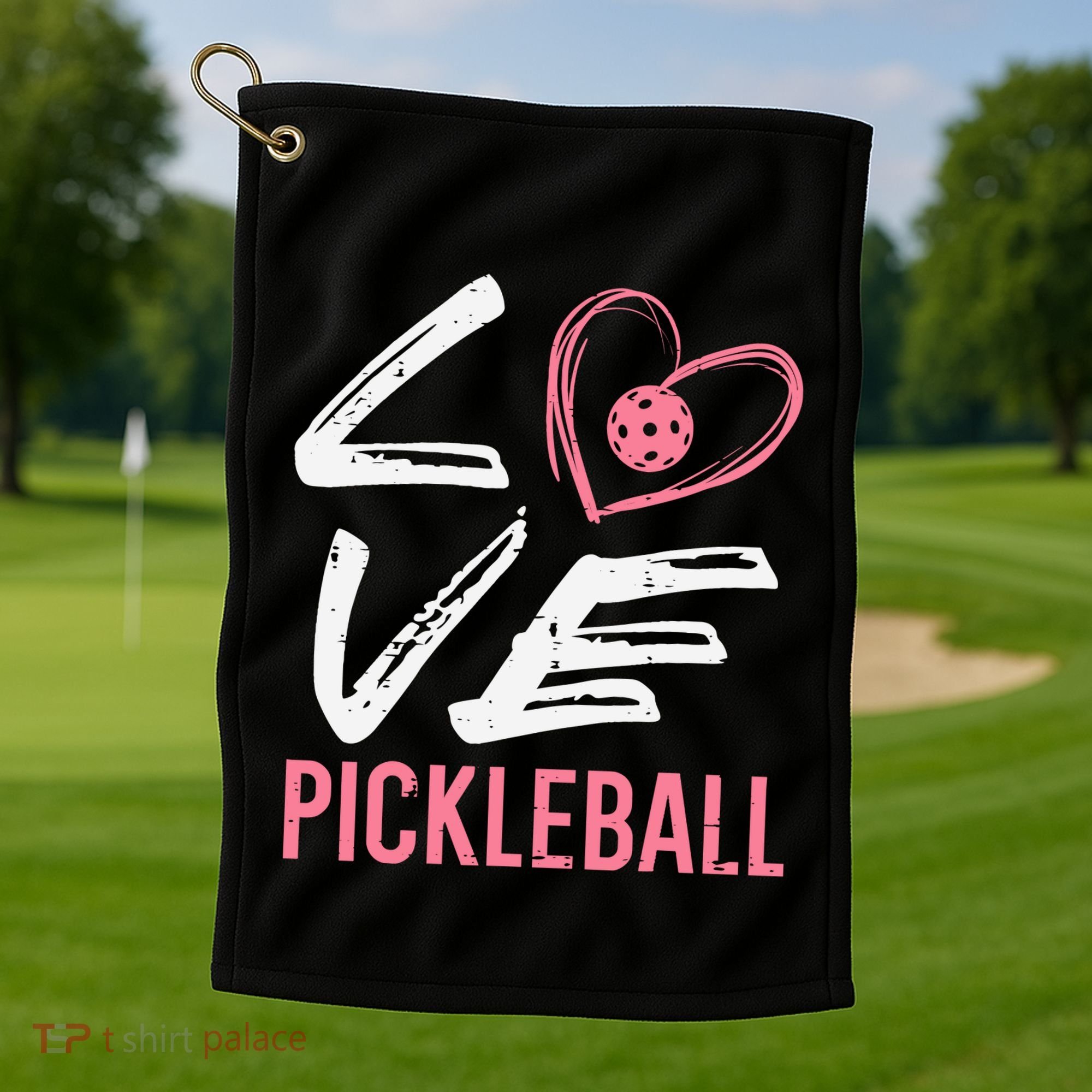 Love Pickleball Heart Pickle Ball Golf Towel
