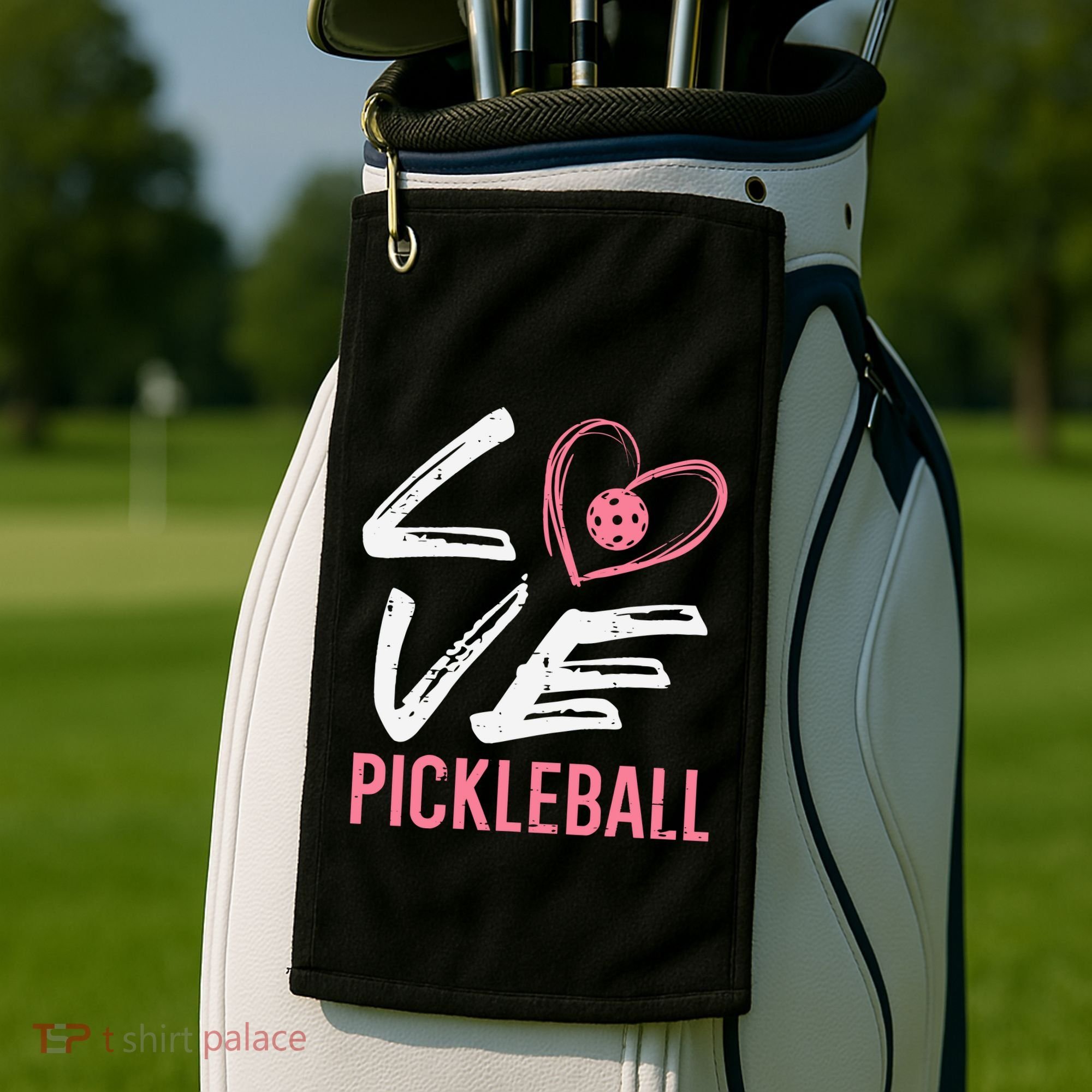 Love Pickleball Heart Pickle Ball Golf Towel