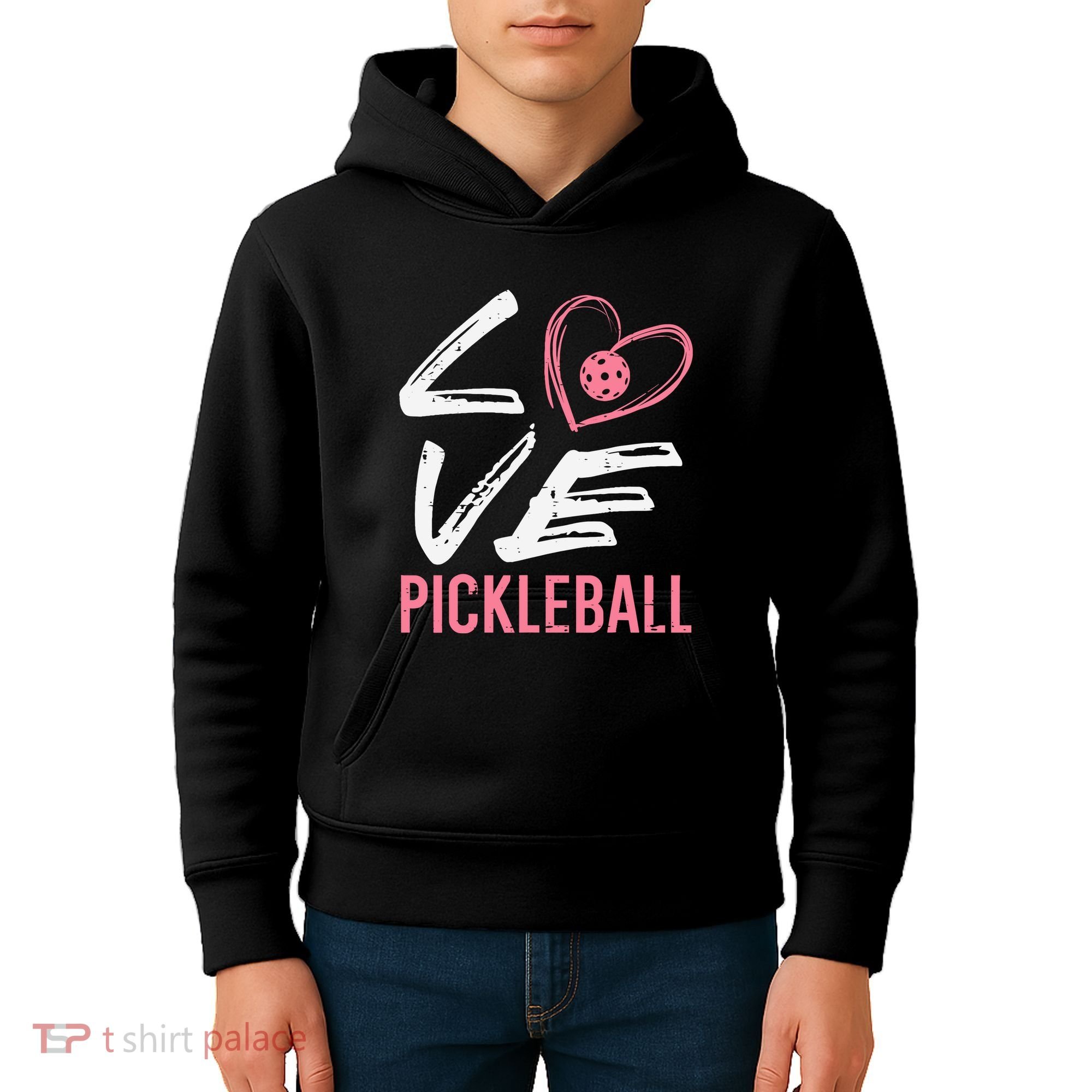 Love Pickleball Heart Pickle Ball Kids Hoodie