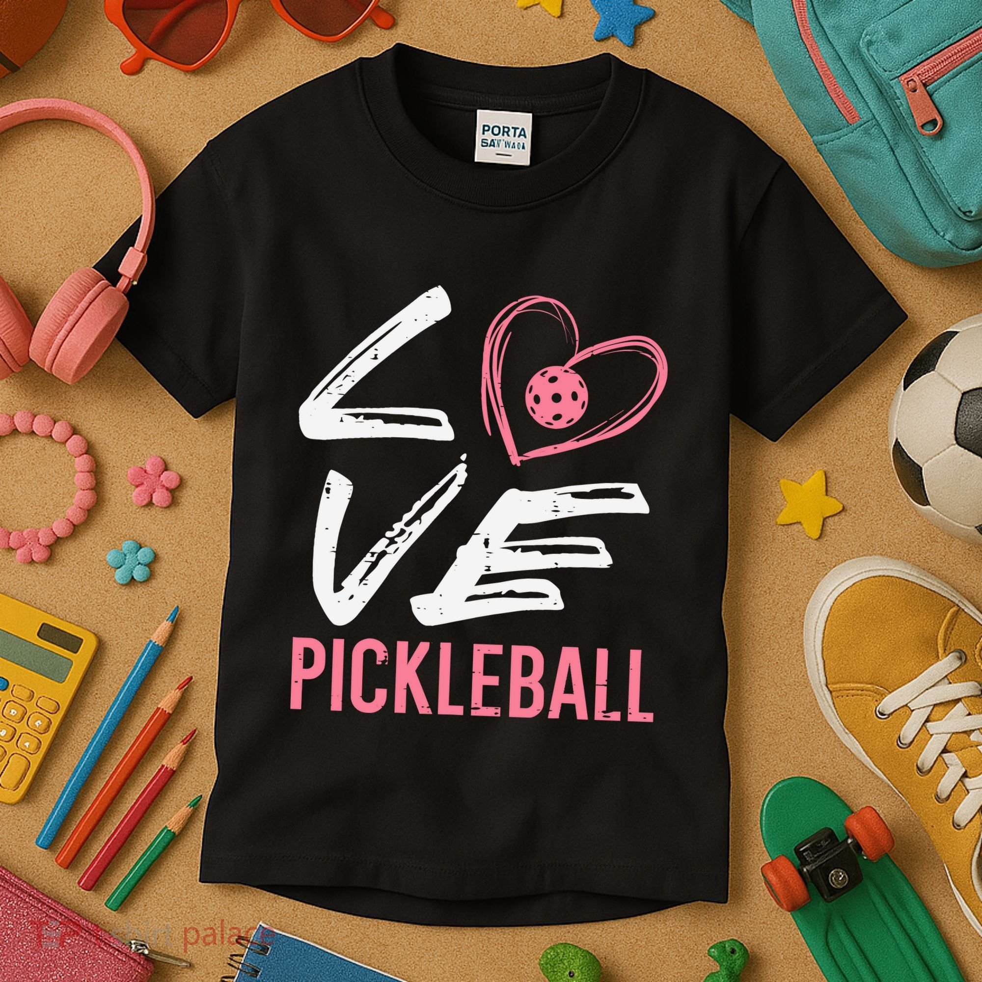 Love Pickleball Heart Pickle Ball Kids T-Shirt