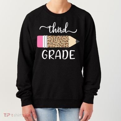 Leopard Print Hello Third Grade First Day Of School Teacher Funny Gift Women's Sweatshirt