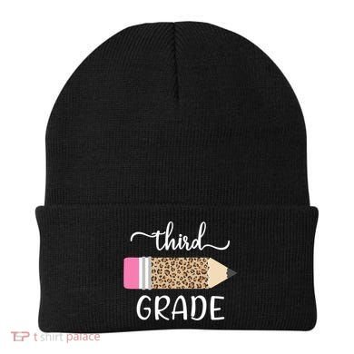 Leopard Print Hello Third Grade First Day Of School Teacher Funny Gift Beanie