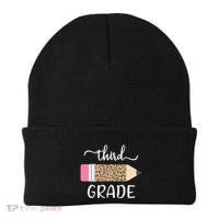 Leopard Print Hello Third Grade First Day Of School Teacher Funny Gift Beanie thumb 0