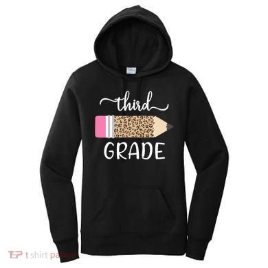 Leopard Print Hello Third Grade First Day Of School Teacher Funny Gift Women's Hoodie