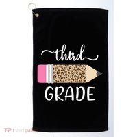 Leopard Print Hello Third Grade First Day Of School Teacher Funny Gift Golf Towel thumb 0