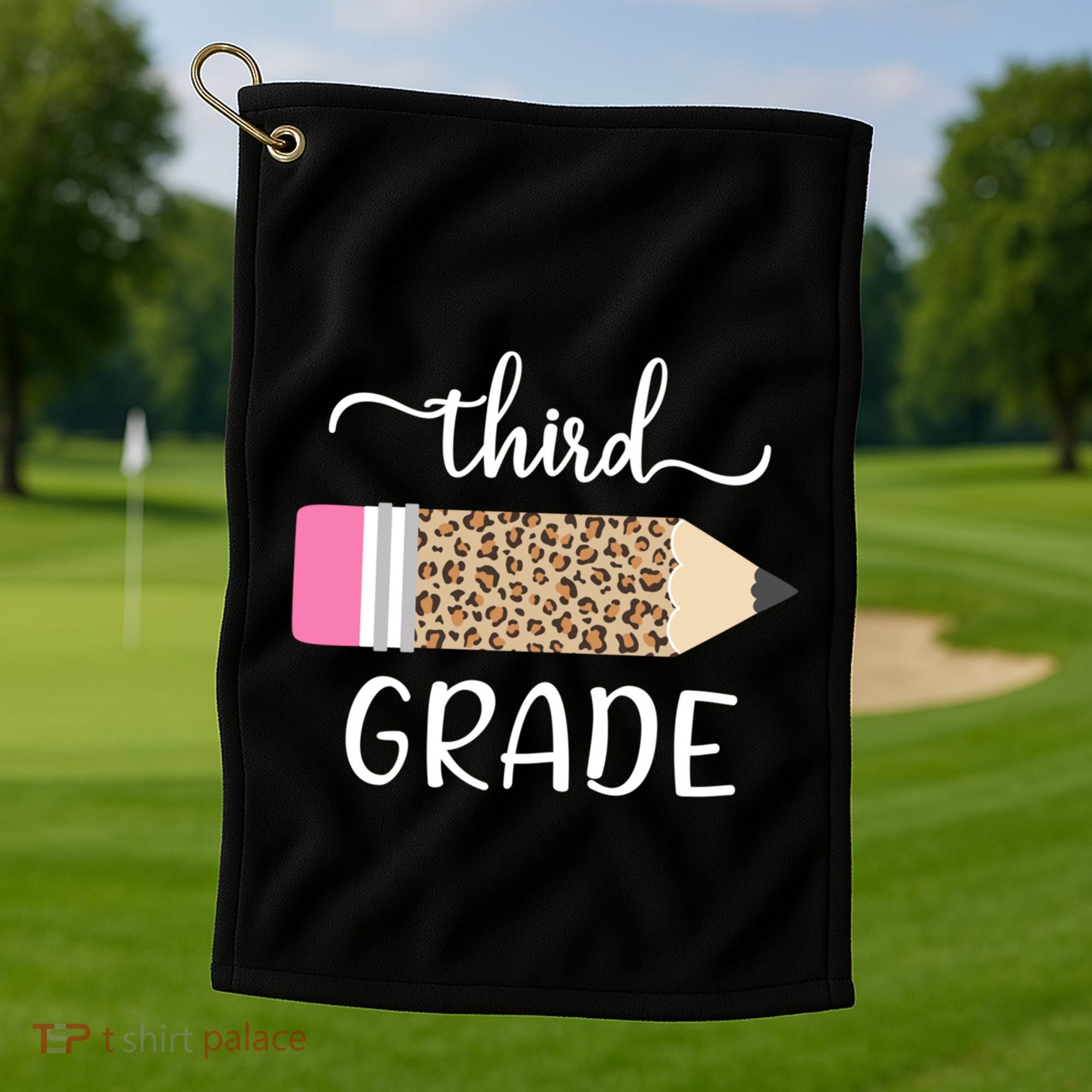 Leopard Print Hello Third Grade First Day Of School Teacher Funny Gift Golf Towel
