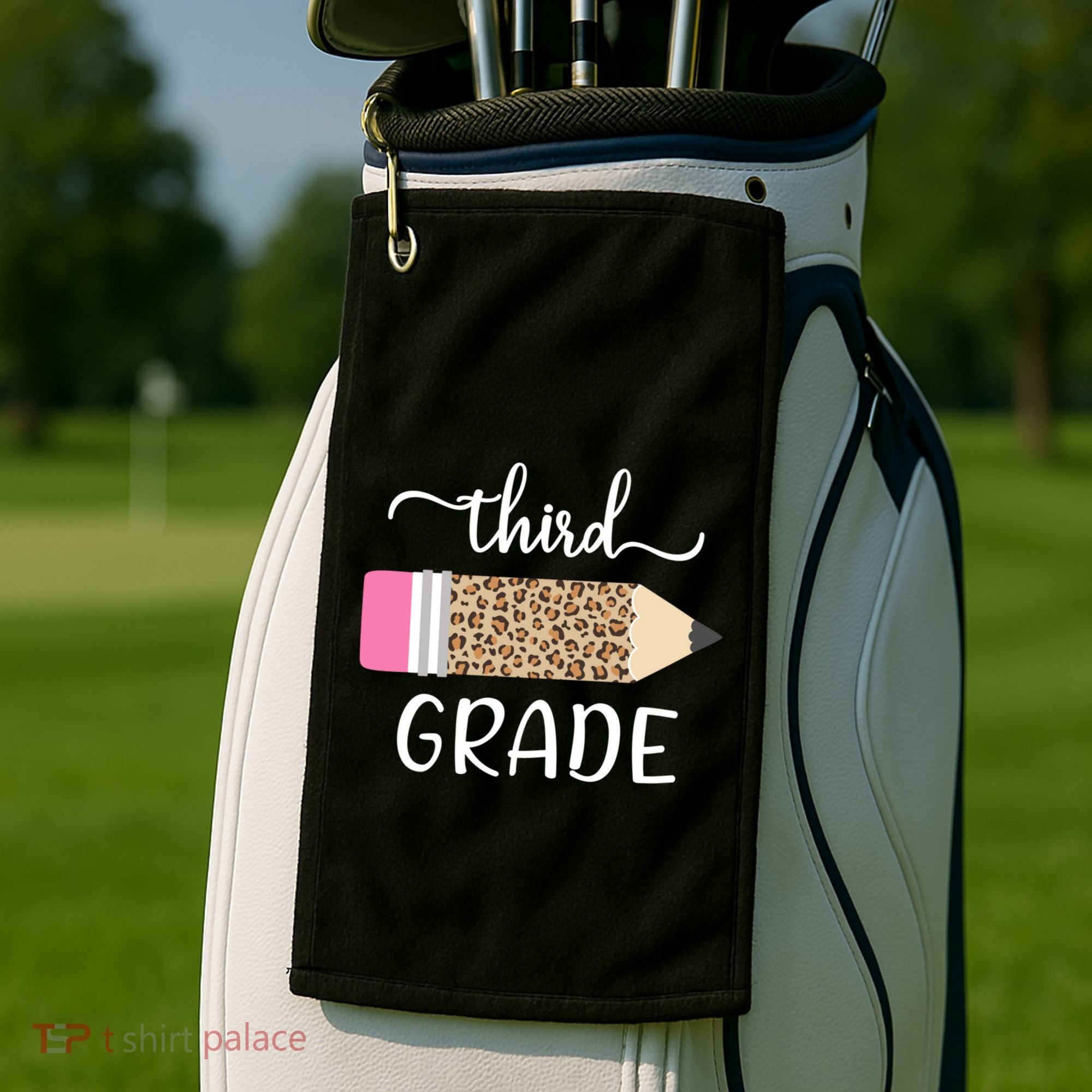 Leopard Print Hello Third Grade First Day Of School Teacher Funny Gift Golf Towel