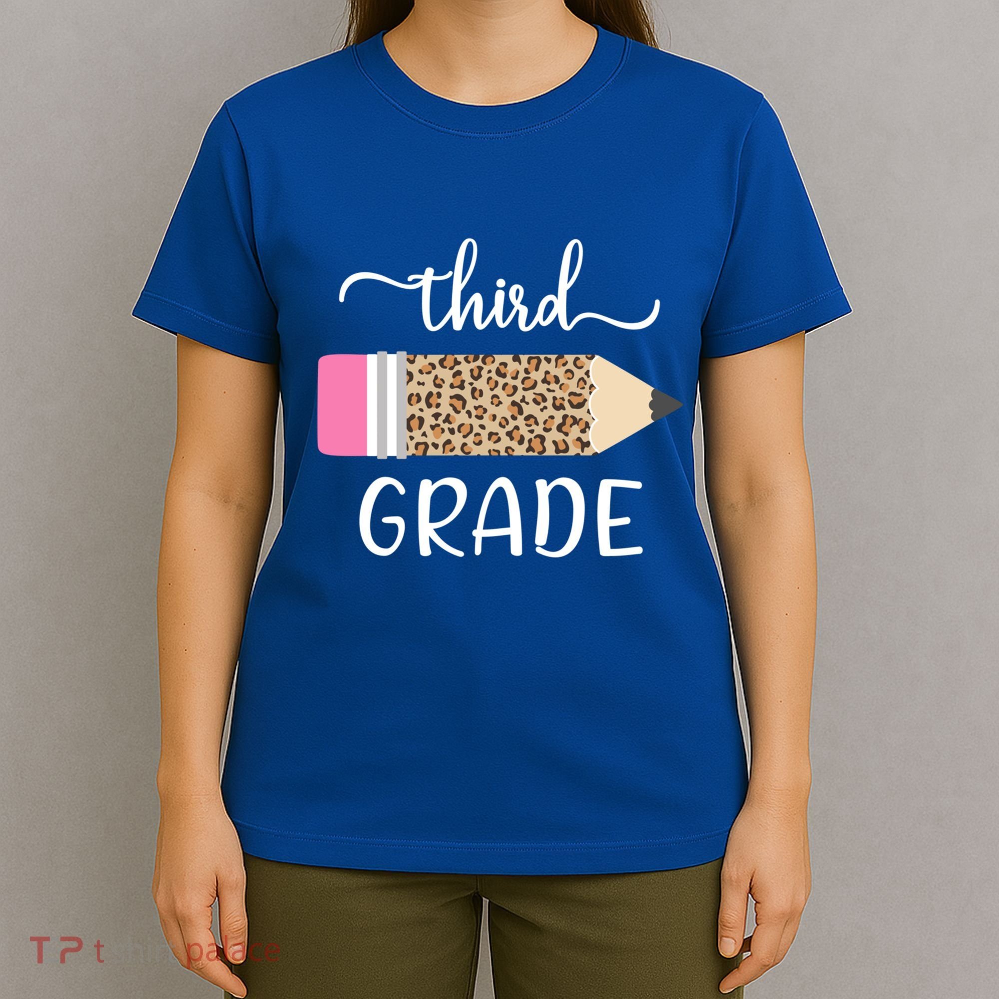 Leopard Print Hello Third Grade First Day Of School Teacher Funny Gift T-Shirt