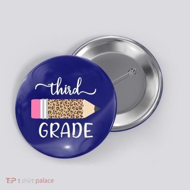 Leopard Print Hello Third Grade First Day Of School Teacher Funny Gift Button