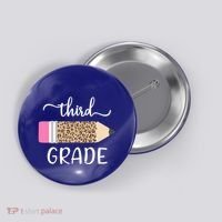 Leopard Print Hello Third Grade First Day Of School Teacher Funny Gift Button thumb 0